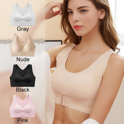 Wire-Free Posture-Correcting Bra – Crossed Straps & Front Closure