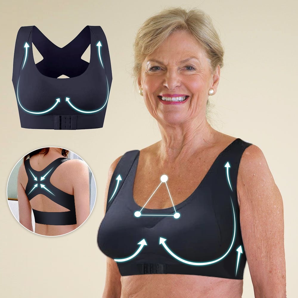 Wire-Free Posture-Correcting Bra – Crossed Straps & Front Closure