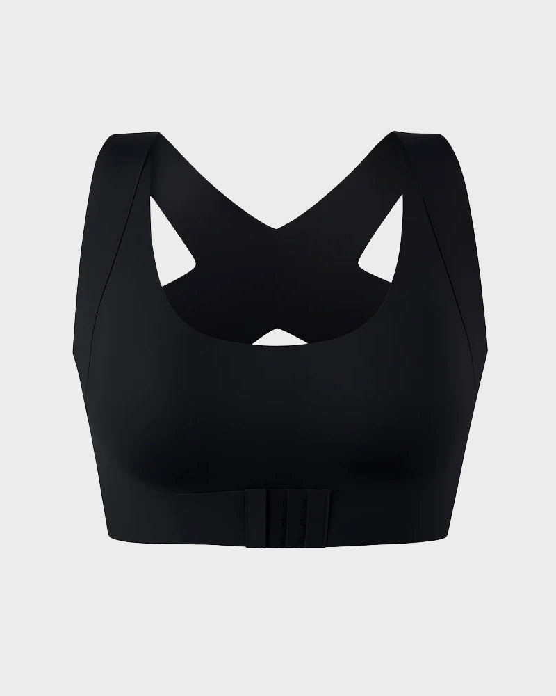 Wire-Free Posture-Correcting Bra – Crossed Straps & Front Closure