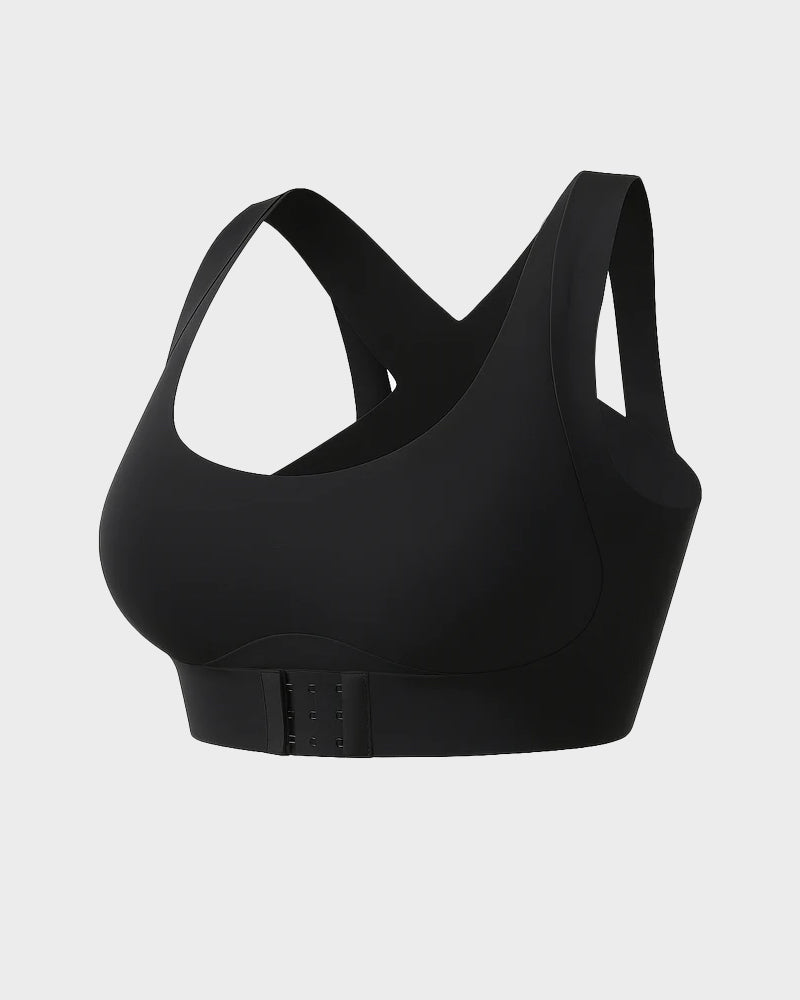 Wire-Free Posture-Correcting Bra – Crossed Straps & Front Closure
