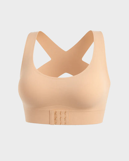Wire-Free Posture-Correcting Bra – Crossed Straps & Front Closure