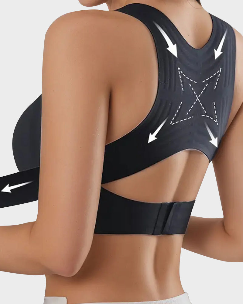 Wire-Free Posture-Correcting Bra – Crossed Straps & Front Closure
