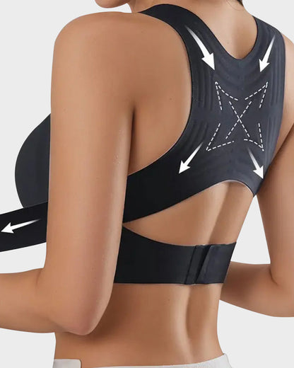 Wire-Free Posture-Correcting Bra – Crossed Straps & Front Closure