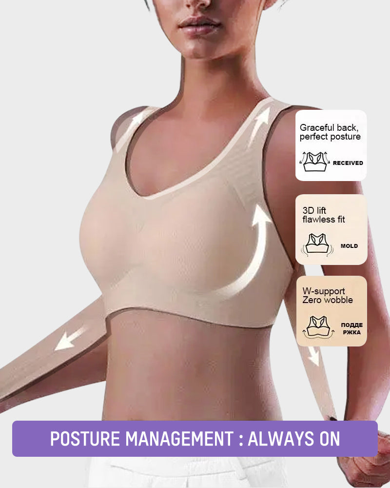 Wire-Free Posture-Correcting Bra – Crossed Straps & Front Closure