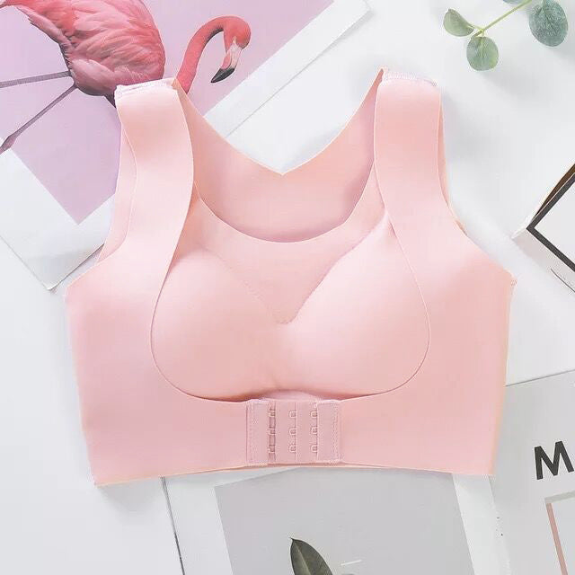 Wire-Free Posture-Correcting Bra – Crossed Straps & Front Closure