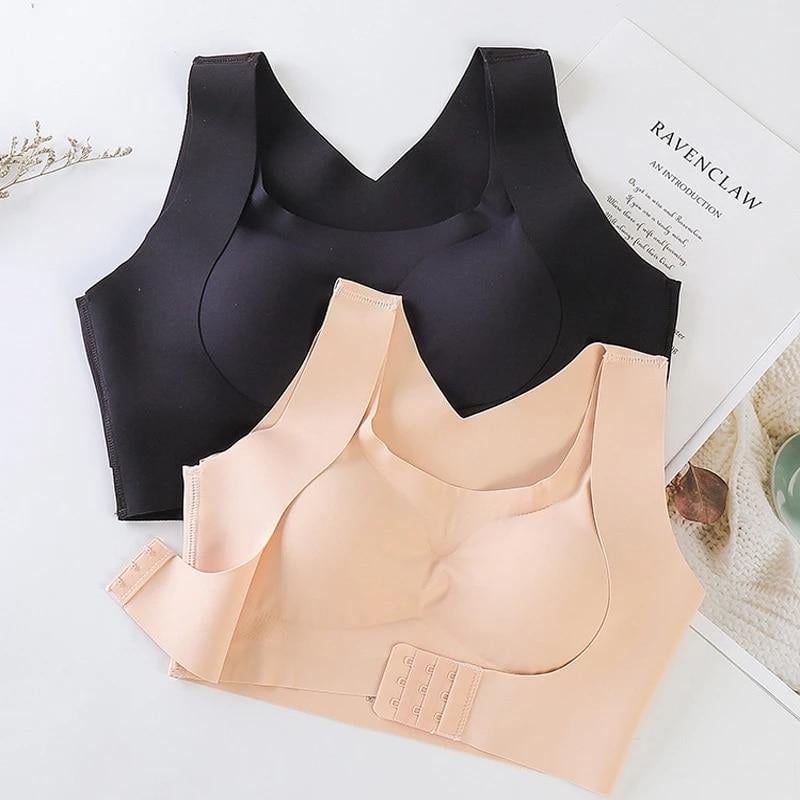 Wire-Free Posture-Correcting Bra – Crossed Straps & Front Closure