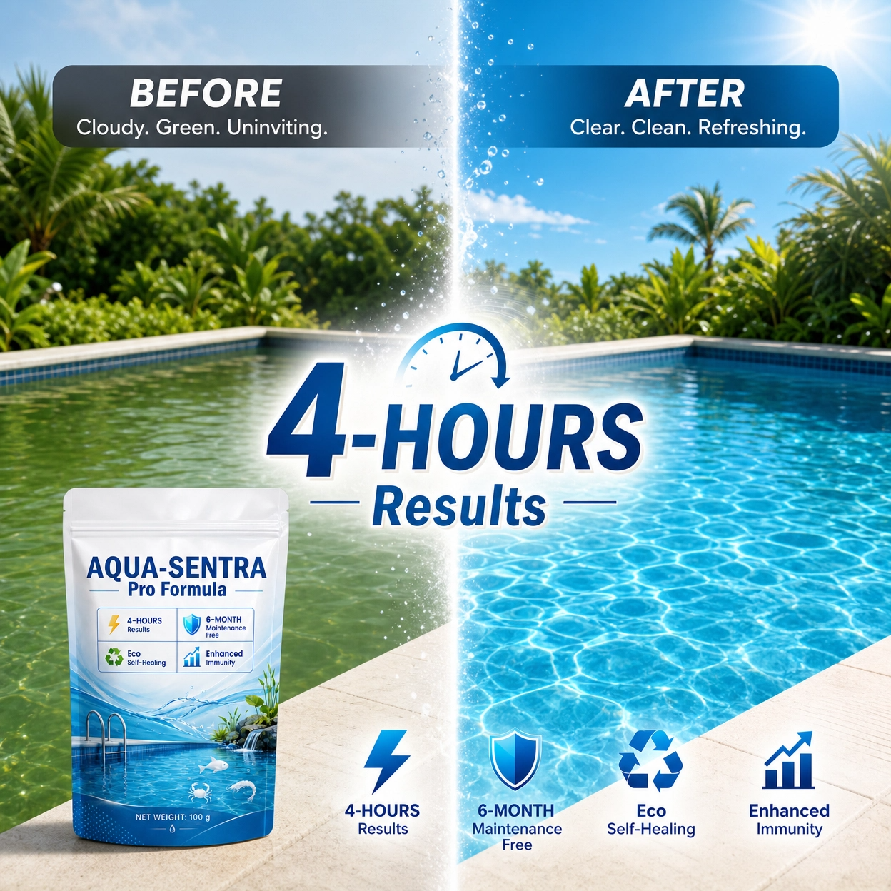 SEAGRIL Aqua-Sentra Pro Formula- End AlgaeNightmares, Restore YourPond's Beauty Fast!