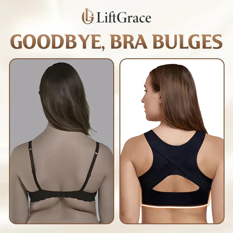 Wire-Free Posture-Correcting Bra – Crossed Straps & Front Closure