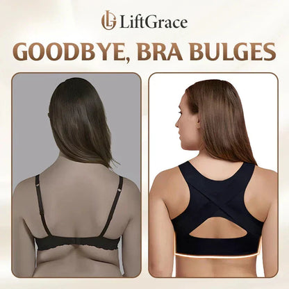 Wire-Free Posture-Correcting Bra – Crossed Straps & Front Closure