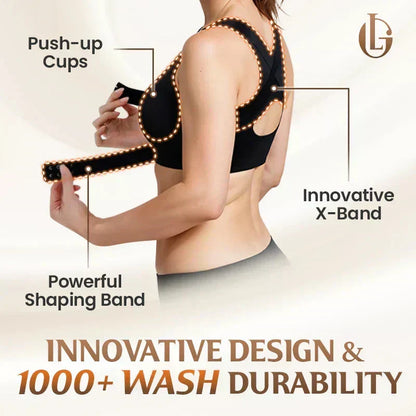 Wire-Free Posture-Correcting Bra – Crossed Straps & Front Closure
