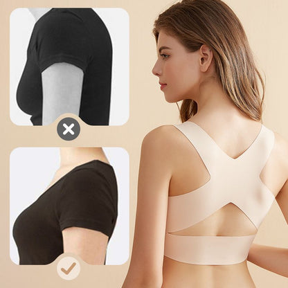 Wire-Free Posture-Correcting Bra – Crossed Straps & Front Closure